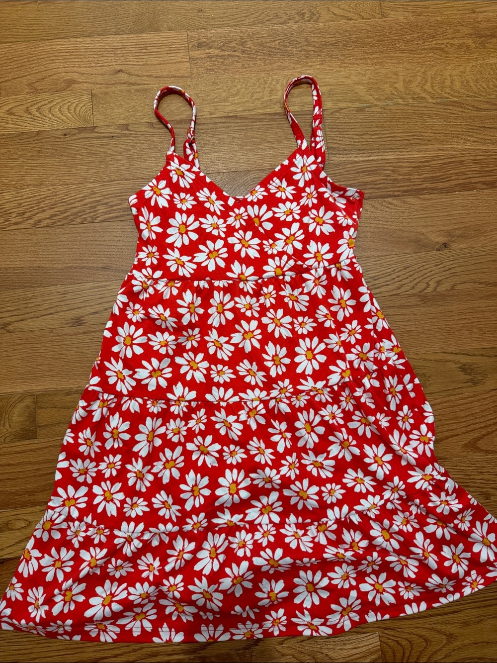Hollister Red Floral Daisy Tiered Sundress